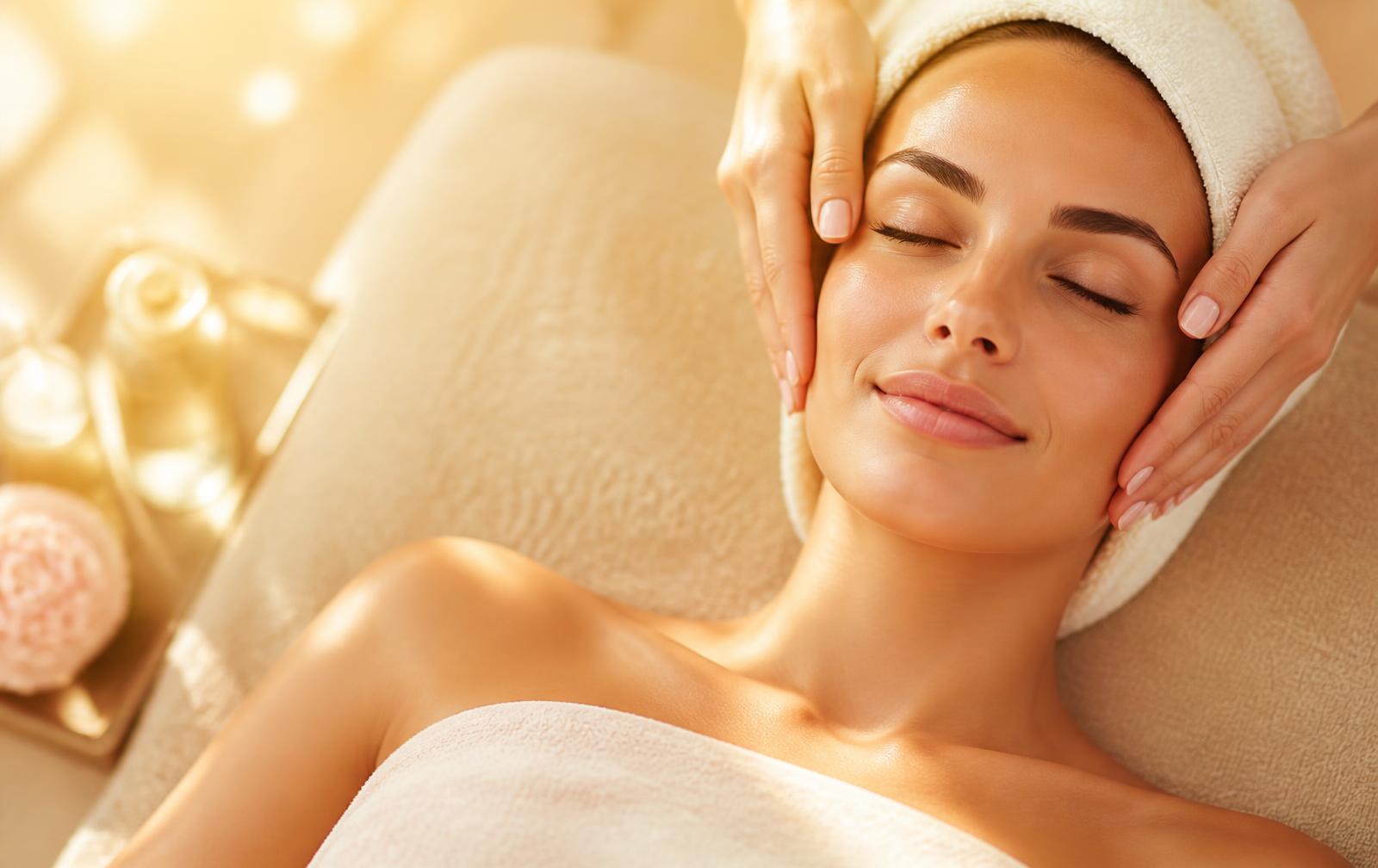 Client relaxing during a facial treatment at our Rockhampton salon